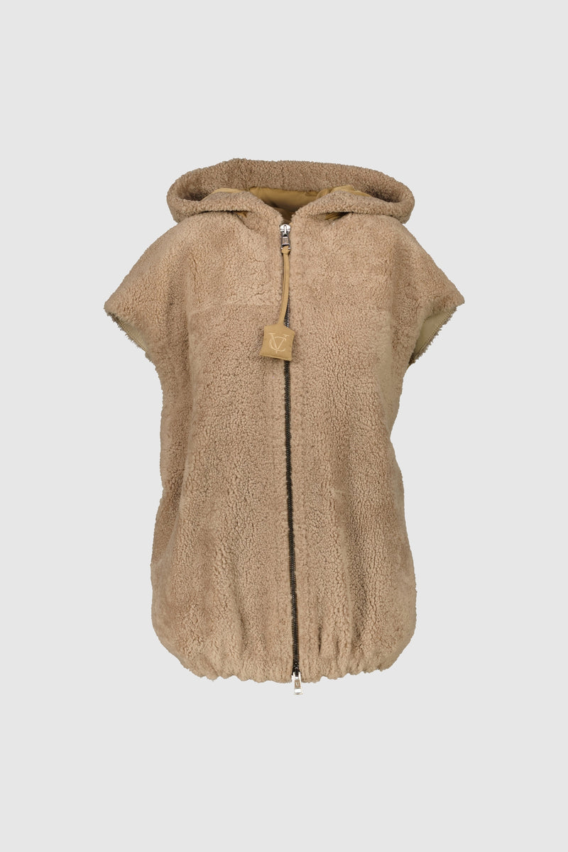 22674 GILET CAPUCHE DOUDOUNE CAMEL 12212