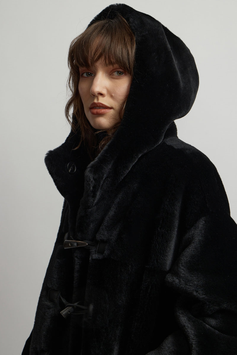 DUFFLE-COAT EN PEAU LAINÉE