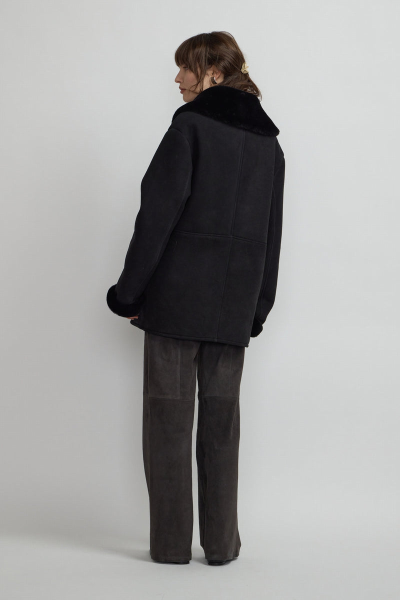 MANTEAU COL CHÂLE BLACK