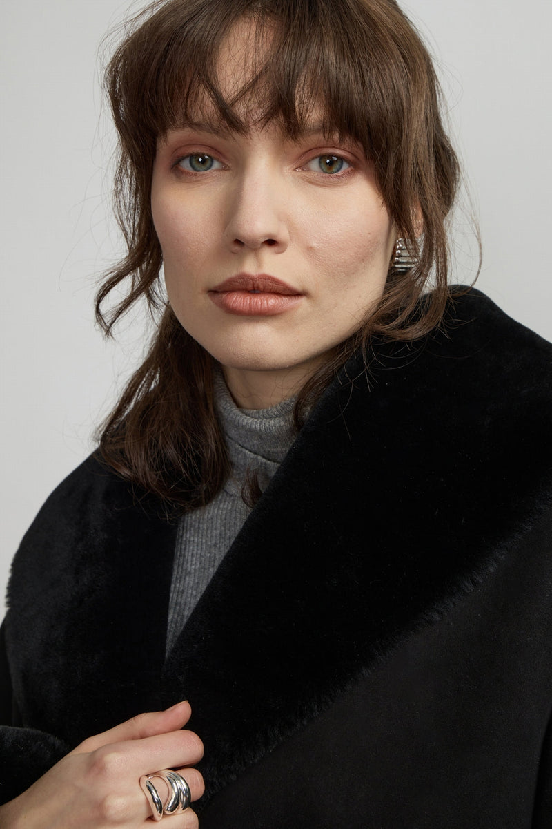 MANTEAU COL CHÂLE BLACK