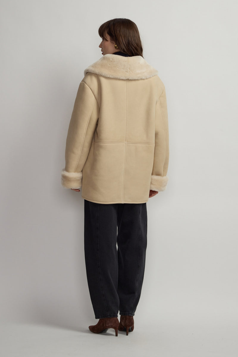 MANTEAU COL CHÂLE ECRU