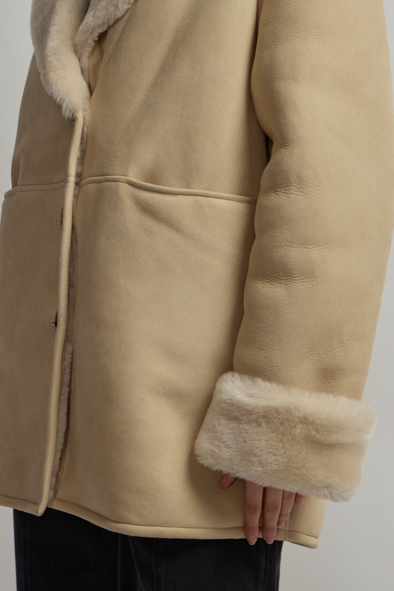 MANTEAU COL CHÂLE ECRU