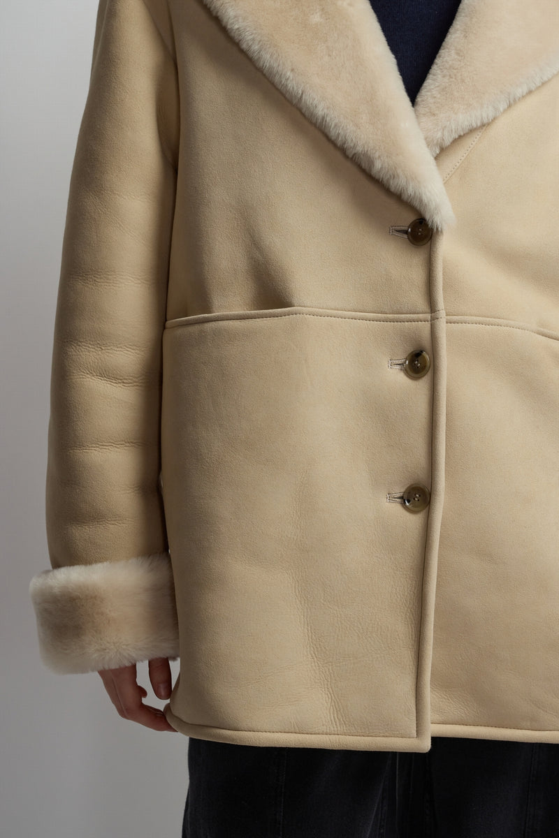 MANTEAU COL CHÂLE ECRU