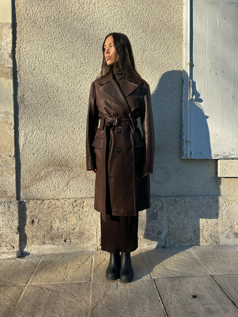 TRENCH LONG CUIR