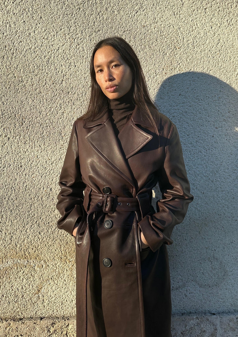 TRENCH LONG CUIR