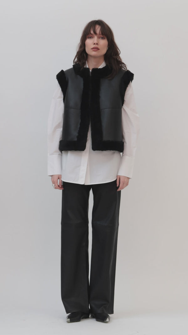 Gilet HOPE – Peau Lainée Noire