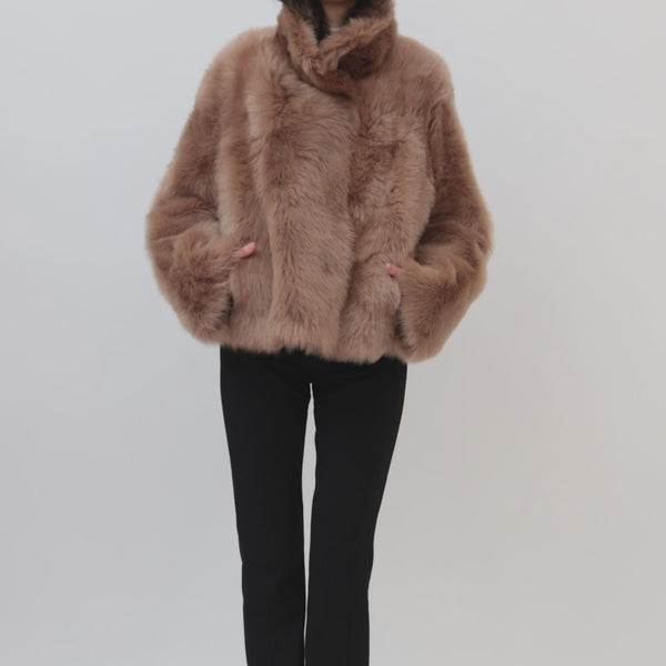 Veste VENTCOUVERT En Cuir D'agneau Et Fourrure Lapin - Couleur Taupe - Taille 38 - Occasion Superbe état
