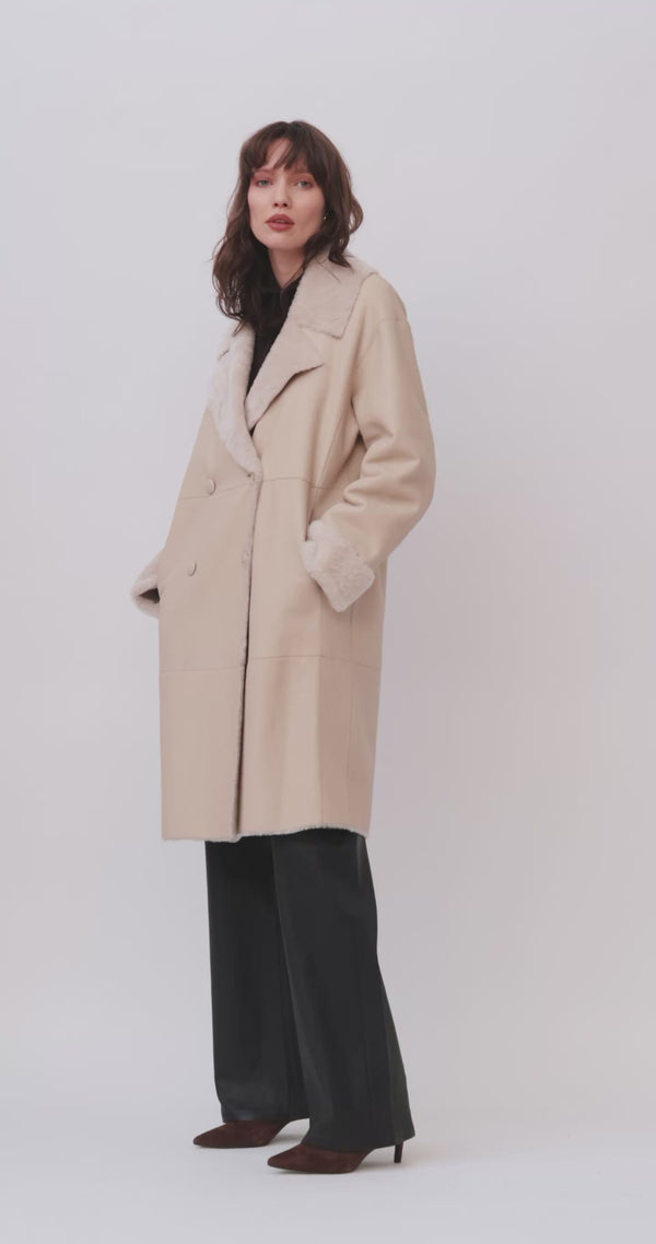 SHERRYL - Manteau réversible en agneau merinillo façon astrakan
